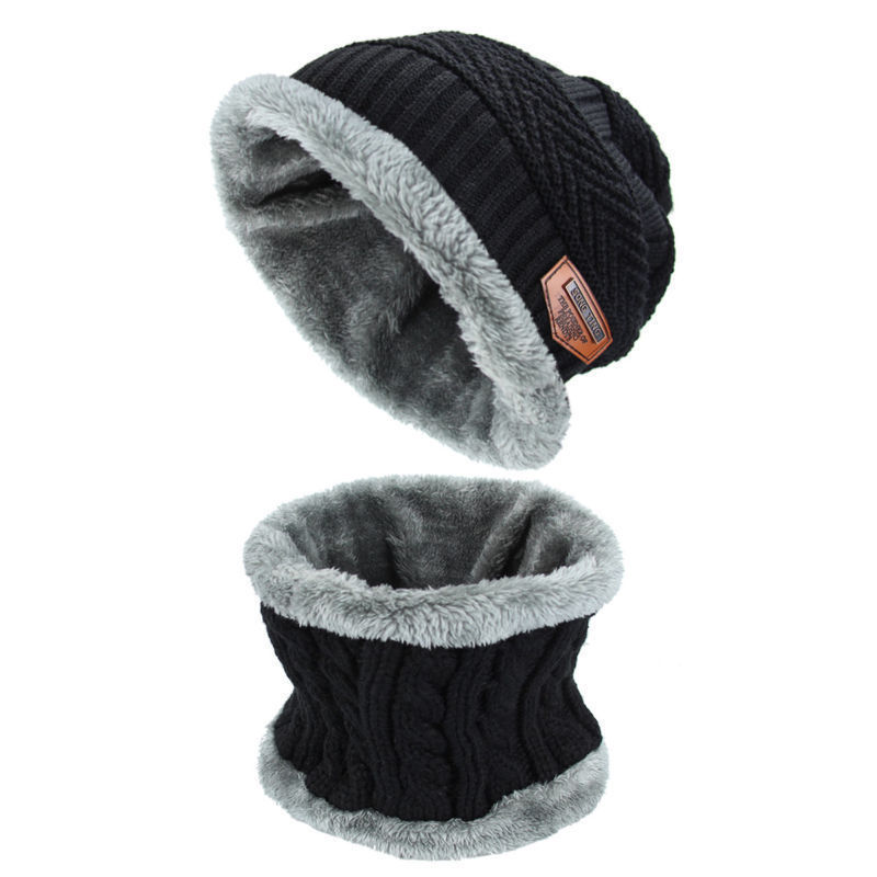 black hat and scarf set